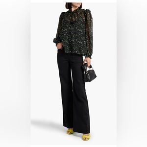 NWT CAMI NYC Sandy ruffled floral-print chiffon blouse Size L